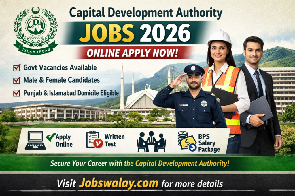 Capital Development Authority Jobs 2026 – CDA Online Apply | Latest Govt Jobs Advertisement