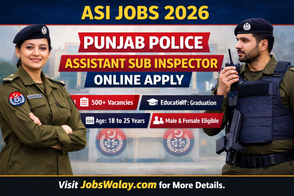 ASI Jobs 2026 – Punjab Police Assistant Sub Inspector Vacancies | Online Registration