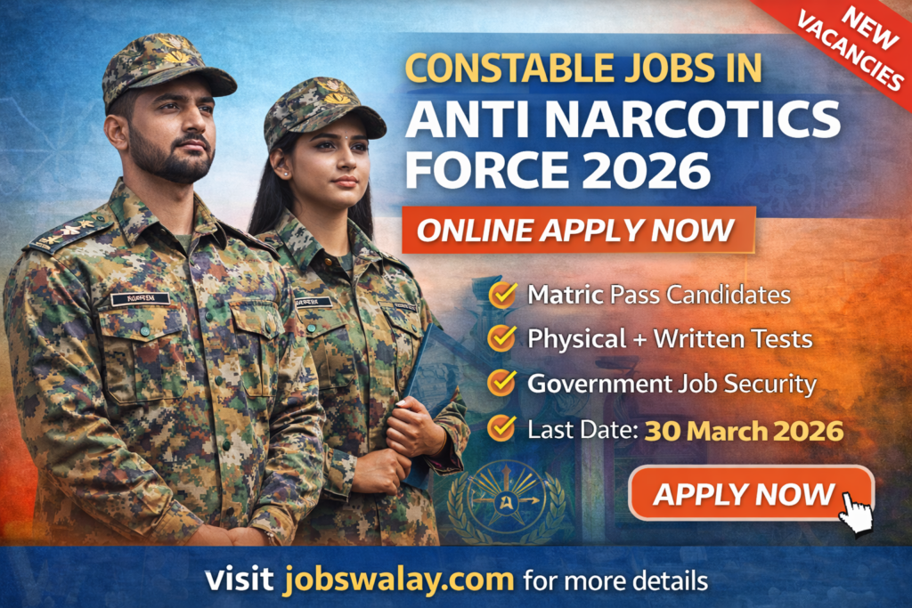Constable Jobs in Anti Narcotics Force 2026 | Online Registration For Federal ANF Recruitment